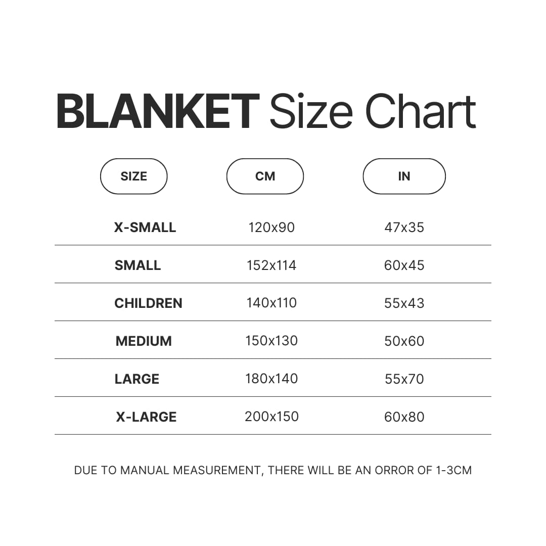 Blanket Size Chart - Cuphead Shop