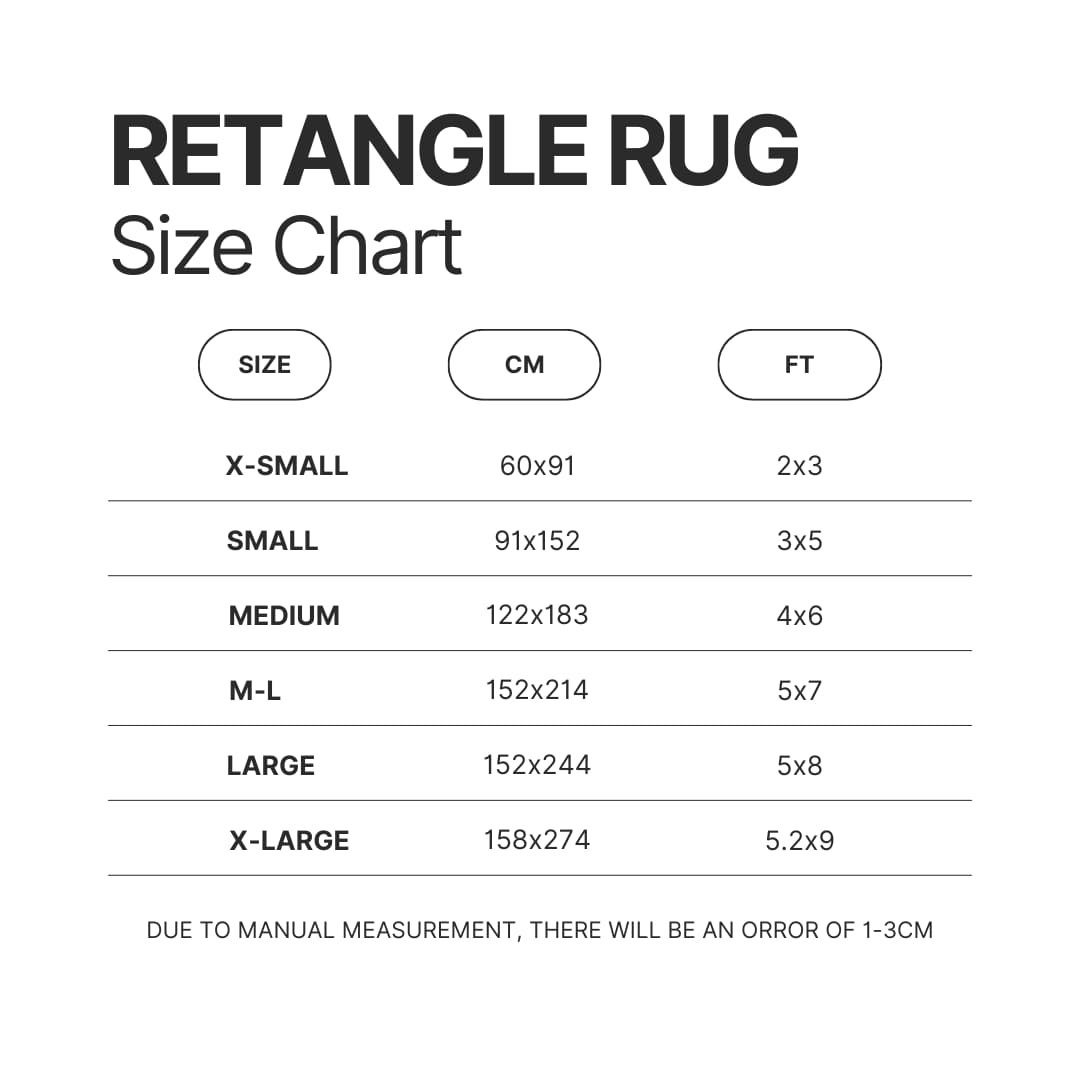 Retangle Rug Size Chart - Cuphead Shop