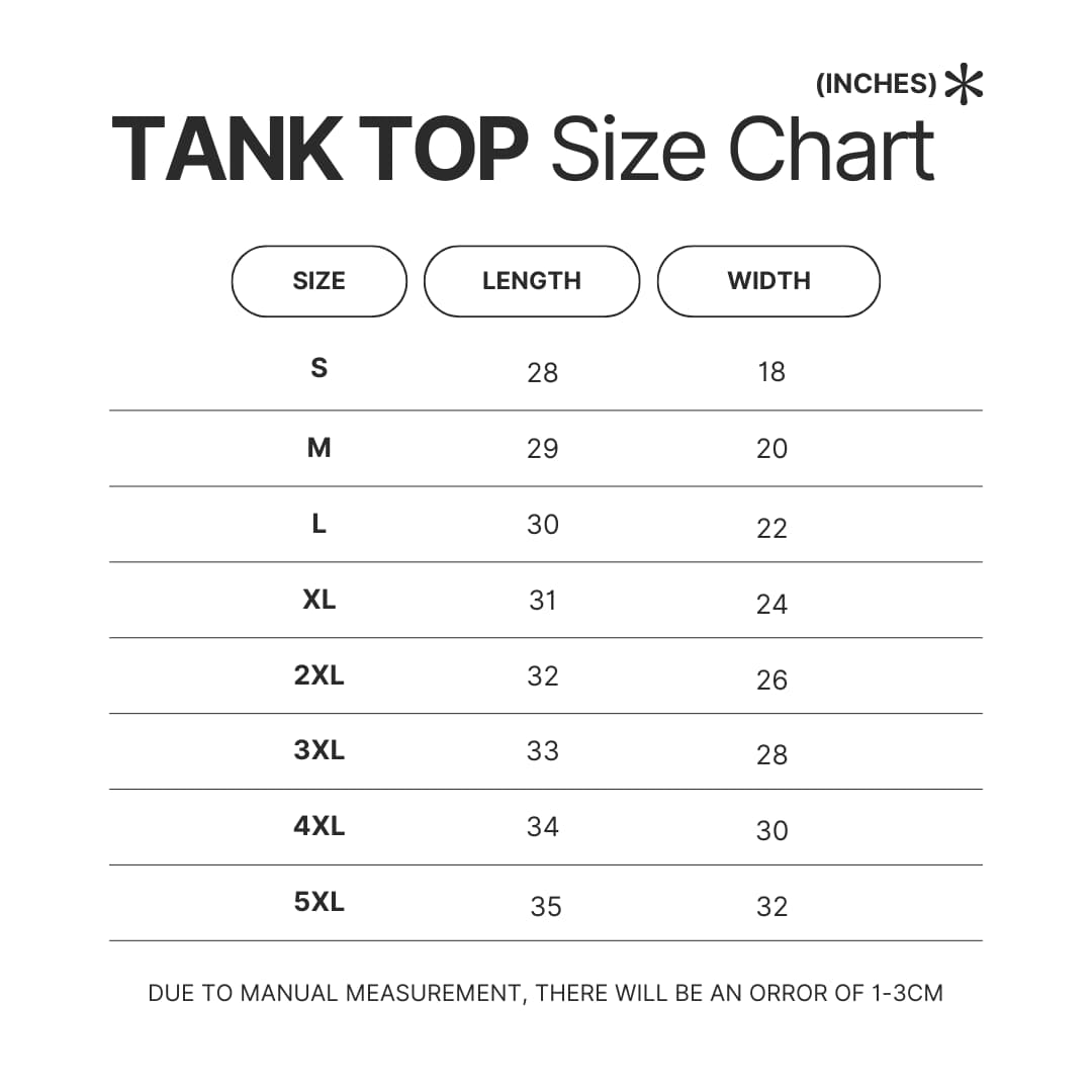 Tank Top Size Chart - Cuphead Shop
