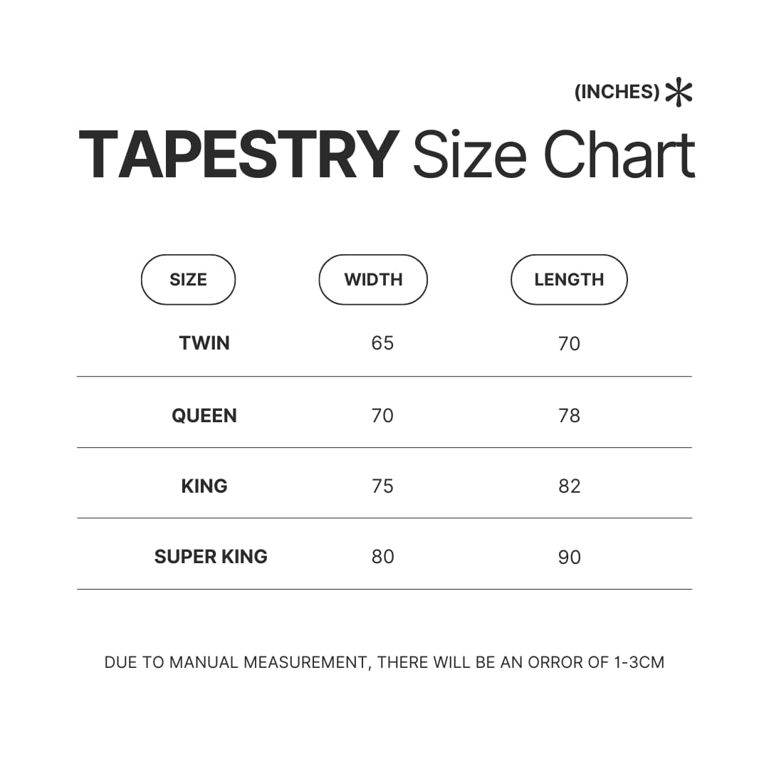 Tapestry Size Chart - Cuphead Shop