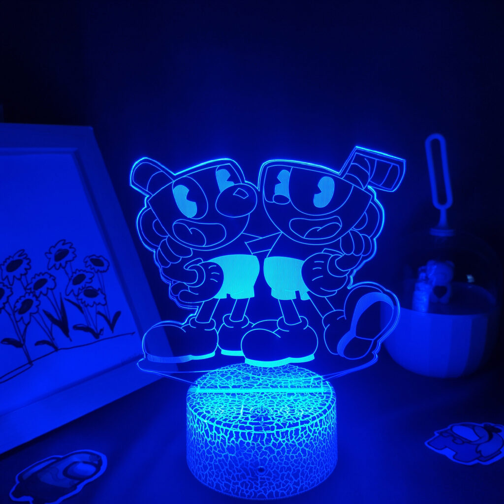 Cuphead Mugman Game 3D Led Lava Lamps RGB Neon Battery Night Lights Cool Gifts For Friends 3 scaled - Cuphead Shop