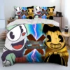 Cuphead and Mugman Game Gamer Comforter Bedding Set Duvet Cover Bed Set Quilt Cover Pillowcase King 13 - Cuphead Shop