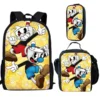 Hip Hop Youthful Cuphead 3D Print 3pcs Set Student Travel bags Laptop Daypack Backpack Lunch Bag 4 - Cuphead Shop