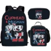 Hip Hop Youthful Cuphead 3D Print 3pcs Set Student Travel bags Laptop Daypack Backpack Lunch Bag 5 - Cuphead Shop
